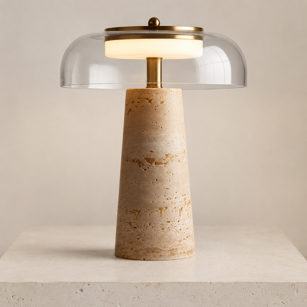 Travertine Glass Table Lamp