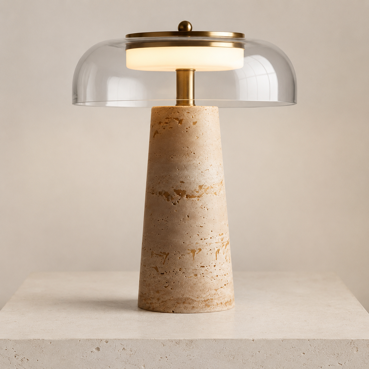 Travertine Glass Table Lamp
