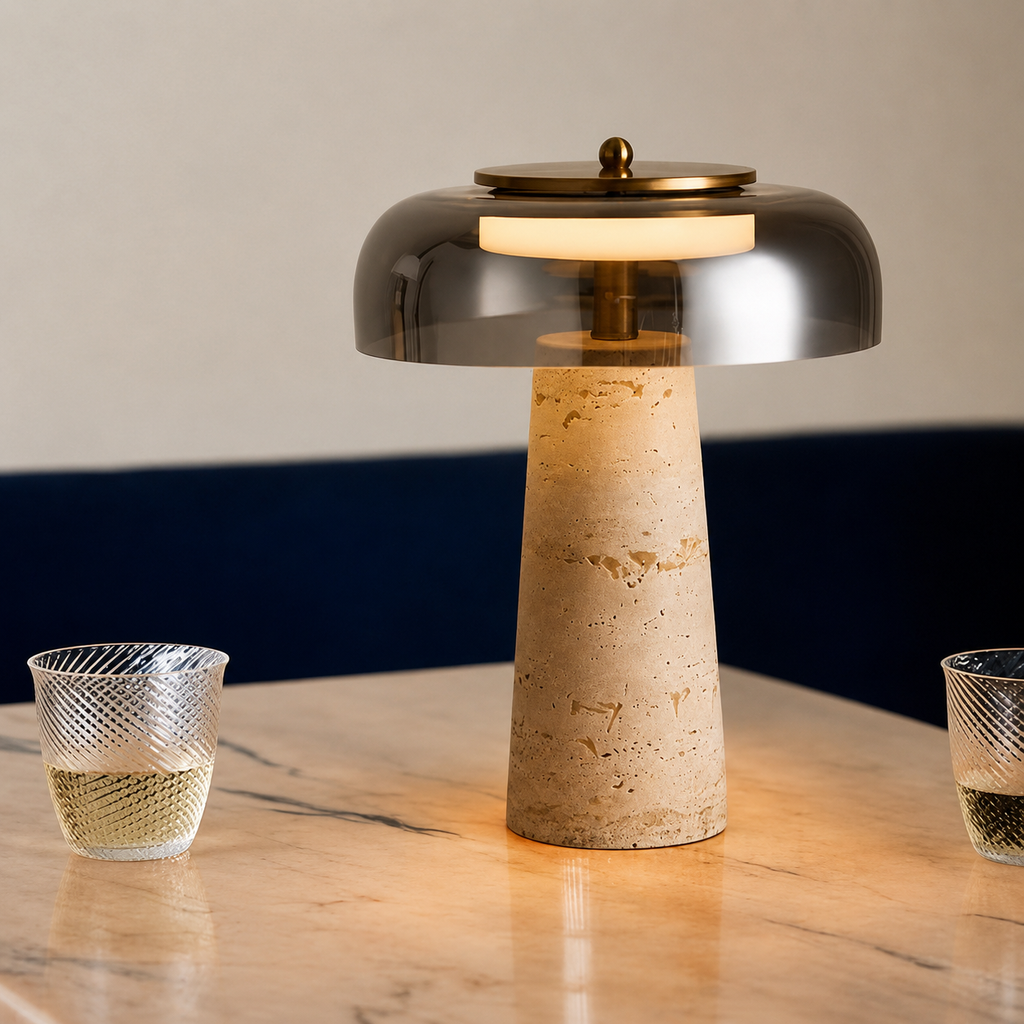 Travertine Glass Table Lamp