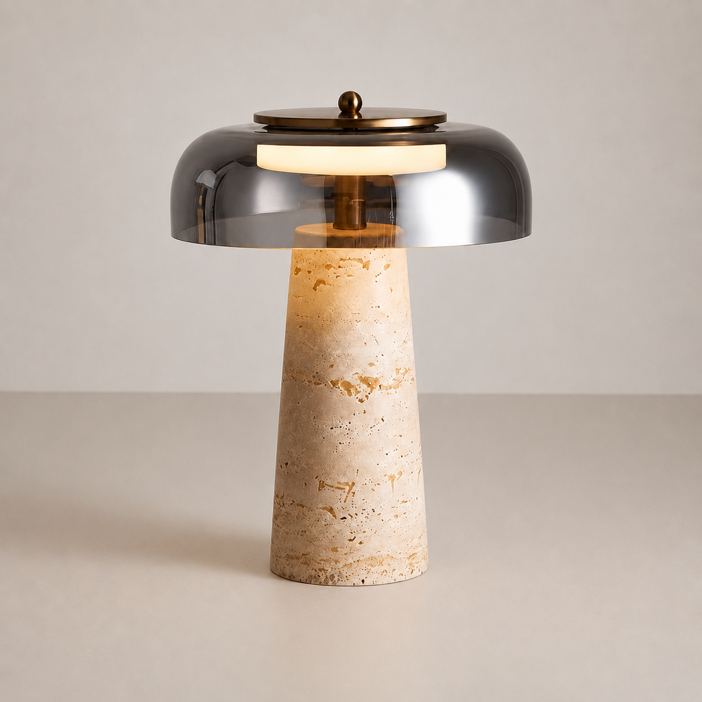 Travertine Glass Table Lamp