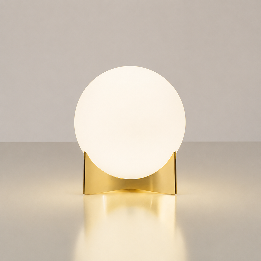 Metal and Glass Globe Table Lamp