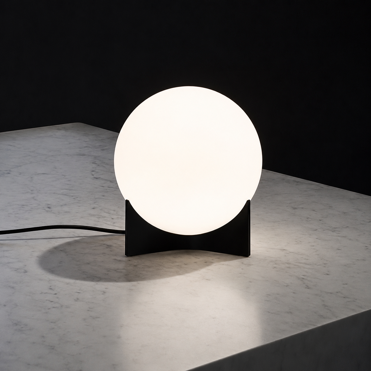 Metal and Glass Globe Table Lamp