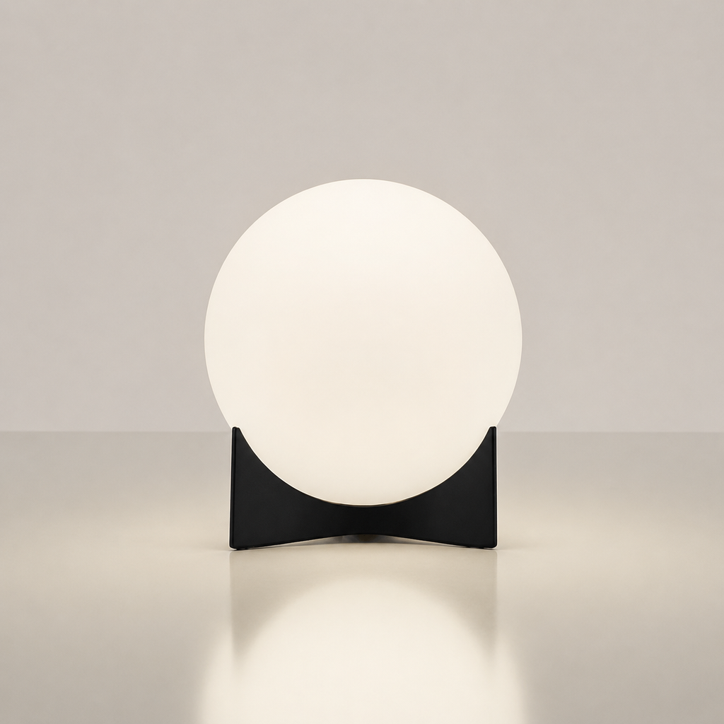 Metal and Glass Globe Table Lamp