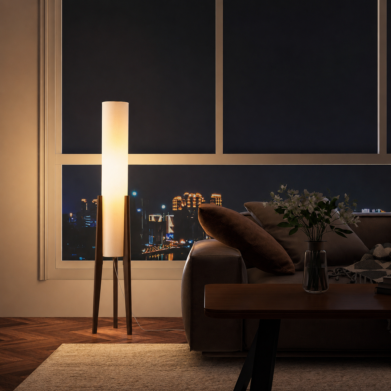 Natural Wood Floor Lamp