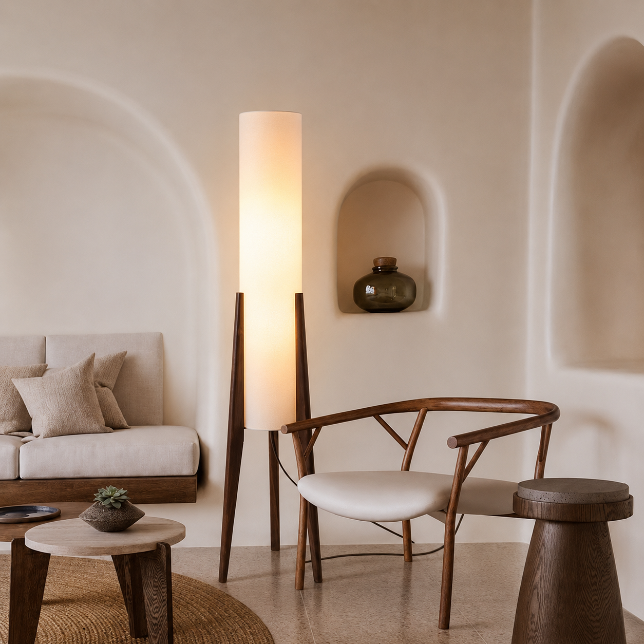 Natural Wood Floor Lamp